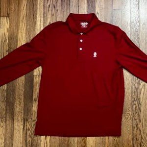 Men's Izod Golf Long Sleeve Red Active Wear Polo Shirt